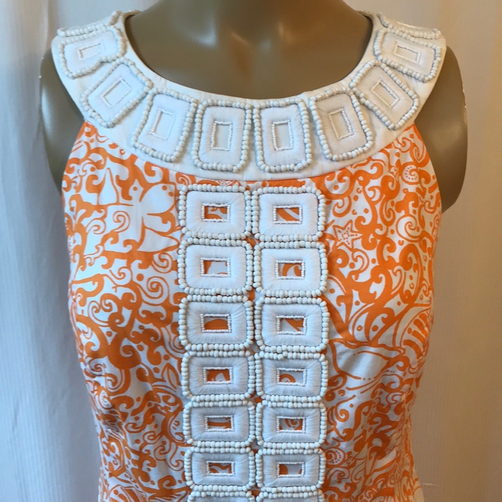 Lilly Pulitzer Orange and White Print Dress - Picture 2 of 7